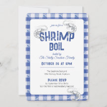 Shrimp Boil Casual Seafood Dinner Blue Gingham