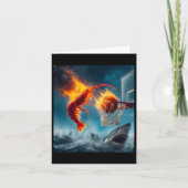 Shrimp Dunking On Shark Funny Fishing Meme  カード (正面)