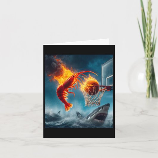 Shrimp Dunking On Shark Funny Fishing Meme  カード (正面)