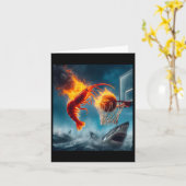 Shrimp Dunking On Shark Funny Fishing Meme  カード (黄色い花)