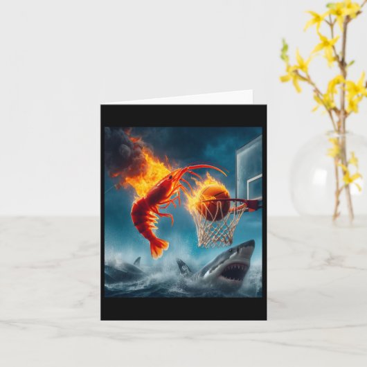 Shrimp Dunking On Shark Funny Fishing Meme  カード (黄色い花)