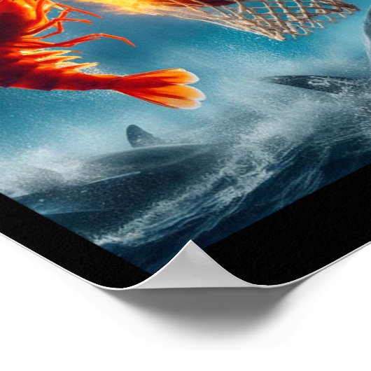 Shrimp Dunking On Shark Funny Fishing Meme  ポスター (角)