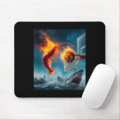 Shrimp Dunking On Shark Funny Fishing Meme  マウスパッド (マウス)