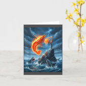 Shrimp Dunking On Shark Funny Fishing Meme Basketb カード (黄色い花)