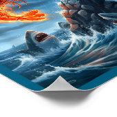 Shrimp Dunking On Shark Funny Fishing Meme Basketb ポスター (角)