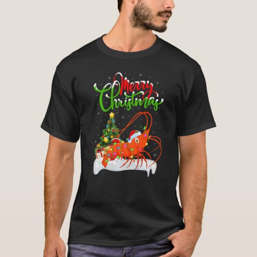 Shrimp Fish  Xmas Decorations Santa Shrimp Christm Tシャツ (正面)
