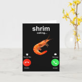 Shrimp Is Calling Funny Meme Mobile Call  カード (黄色い花)