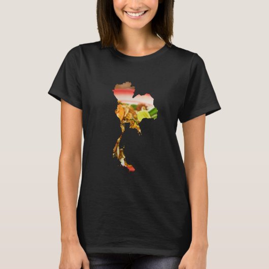 Shrimp Pad Thai in the shape of Thailand Tシャツ (正面)