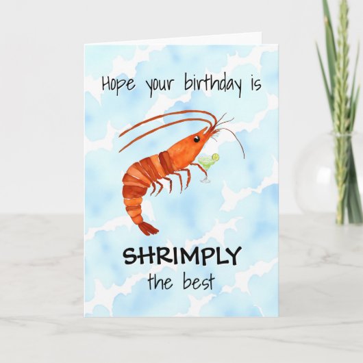 Shrimp Watercolor Birthday Card カード (正面)