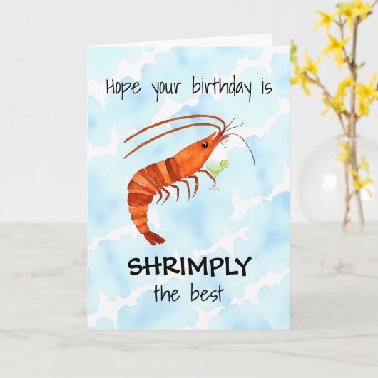 Shrimp Watercolor Birthday Card カード (黄色い花)