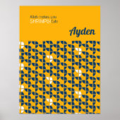 SHRIMPLYかわいいイエローブルー子供部屋カスタム ポスター (正面)