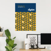 SHRIMPLYかわいいブルーイエロー子供部屋カスタム ポスター (ホームオフィス)