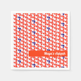 SHRIMPLYオレンジ色の白いパターン、Aqiqah赤ちゃんシャワー スタンダードカクテルナプキン