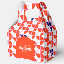 SHRIMPLYオレンジ色の白いパターン、Aqiqah赤ちゃんシャワー フェイバーボックス