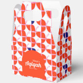 SHRIMPLYオレンジ色の白いパターン、Aqiqah赤ちゃんシャワー フェイバーボックス (見開き)