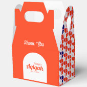 SHRIMPLYオレンジ色の白いパターン、Aqiqah赤ちゃんシャワー フェイバーボックス (見開き)