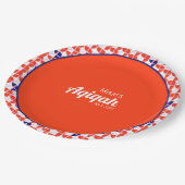 SHRIMPLYオレンジ色の白いパターン、Aqiqah赤ちゃんシャワー ペーパープレート (アングル)