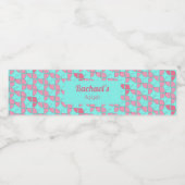 SHRIMPLYティール（緑がかった色）ピンクパターン、Aqiqah赤ちゃんシャワー ペットボトルラベル (シングルラベル)