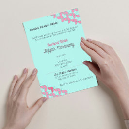 SHRIMPLYティール(緑がかった色)ピンク、ベビーガールAqiqahベビーシャワー 招待状