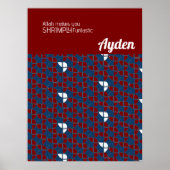 SHRIMPLYファンタスティックレトロブルーレッド子供部屋カスタム ポスター (正面)