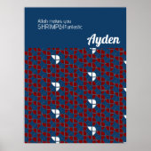 SHRIMPLYファンタスティックレトロレッドブルー子供部屋カスタム ポスター (正面)