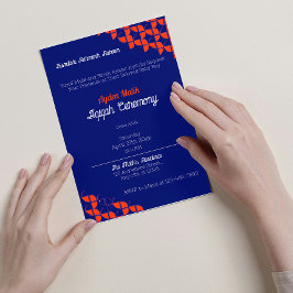 SHRIMPLYブルーオレンジパターン、Aqiqah赤ちゃんシャワー 招待状