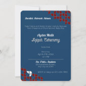 SHRIMPLYレトロブルーレッド、Aqiqah赤ちゃんシャワー 招待状 (正面)