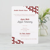 SHRIMPLYレトロホワイトレッド、Aqiqah赤ちゃんシャワー 招待状 (スタンド正面)