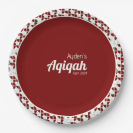 SHRIMPLY白い赤いパターン、Aqiqah赤ちゃんシャワー ペーパープレート