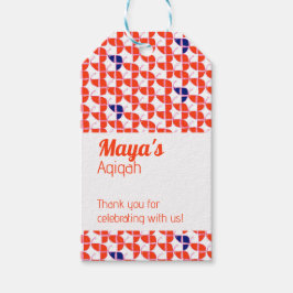 SHRIMPLY白オレンジパターン、Aqiqah赤ちゃんシャワー ギフトタグ