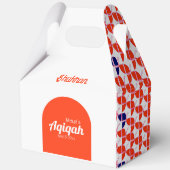 SHRIMPLY白オレンジパターン、Aqiqah赤ちゃんシャワー フェイバーボックス (裏面)