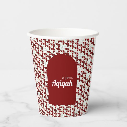 SHRIMPLY白Red Aqiqah赤ちゃんシャワー 紙コップ (正面)
