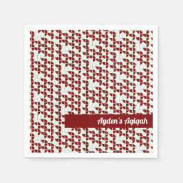 SHRIMPLY赤い白のパターン、Aqiqah男の赤ちゃんシャワー スタンダードカクテルナプキン