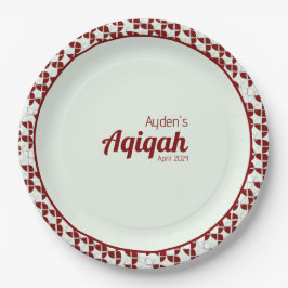 SHRIMPLY赤い白のパターン、Aqiqah赤ちゃんシャワー ペーパープレート