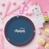 SHRIMPLY青の赤いパターン、Aqiqah赤ちゃんシャワー ペーパープレート (パーティー)