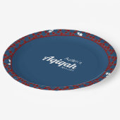 SHRIMPLY青の赤いパターン、Aqiqah赤ちゃんシャワー ペーパープレート (アングル)