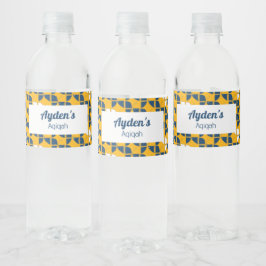 SHRIMPLY黄色の白のパターン、Aqiqah赤ちゃんシャワー ペットボトルラベル