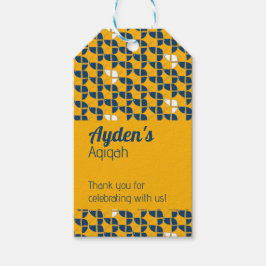SHRIMPLY黄色の青のパターン、Aqiqah赤ちゃんシャワー ギフトタグ