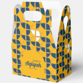 SHRIMPLY黄色の青のパターン、Aqiqah赤ちゃんシャワー フェイバーボックス (見開き)