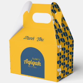 SHRIMPLY黄色の青のパターン、Aqiqah赤ちゃんシャワー フェイバーボックス