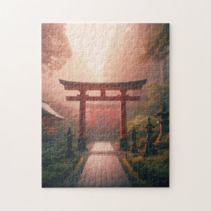 Shrine Path at Dawn – Tranquil Japan Puzzle ジグソーパズル
