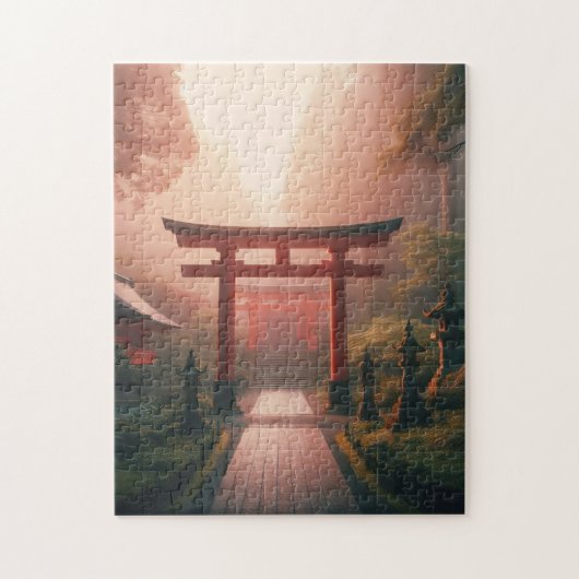Shrine Path at Dawn – Tranquil Japan Puzzle ジグソーパズル (縦)