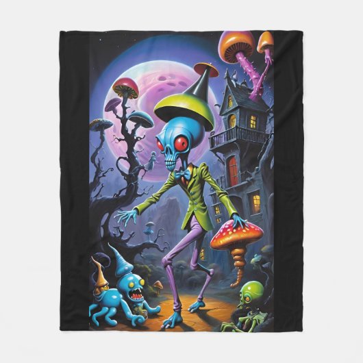 Shroom Town ポップ・アートのファンタジー フリースブランケット (正面)