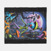 Shroom Town ポップ・アートのファンタジー フリースブランケット (正面(横))