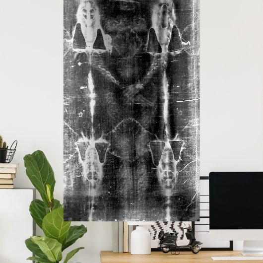 Shroud of Turin, Frontal View Negative ポスター (ホームオフィス)