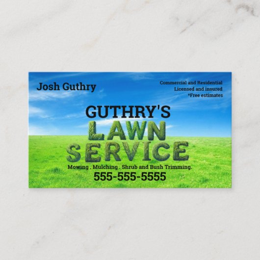 Shrubs Bliss Lawn Service Business Card 名刺 (正面)
