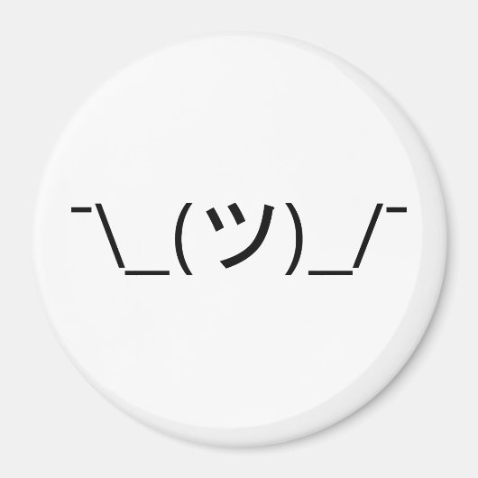 Shrug Emoticon O_(ツ)_/Kaomoji日本の氏 マグネット (正面)