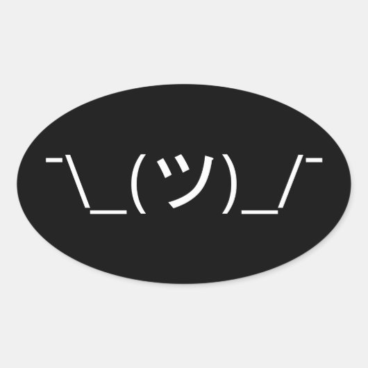 Shrug Emoticon O_(ツ)_/Kaomoji日本の氏 楕円形シール (正面)