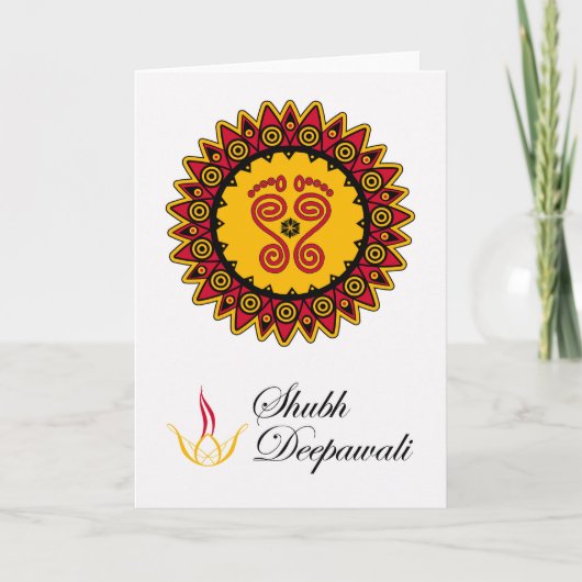 Shubh Deepawali、DiwaliのLakshmiの足跡 カード (正面)