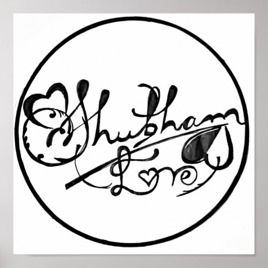 Shubham Love Calligraphy Art ポスター (正面)